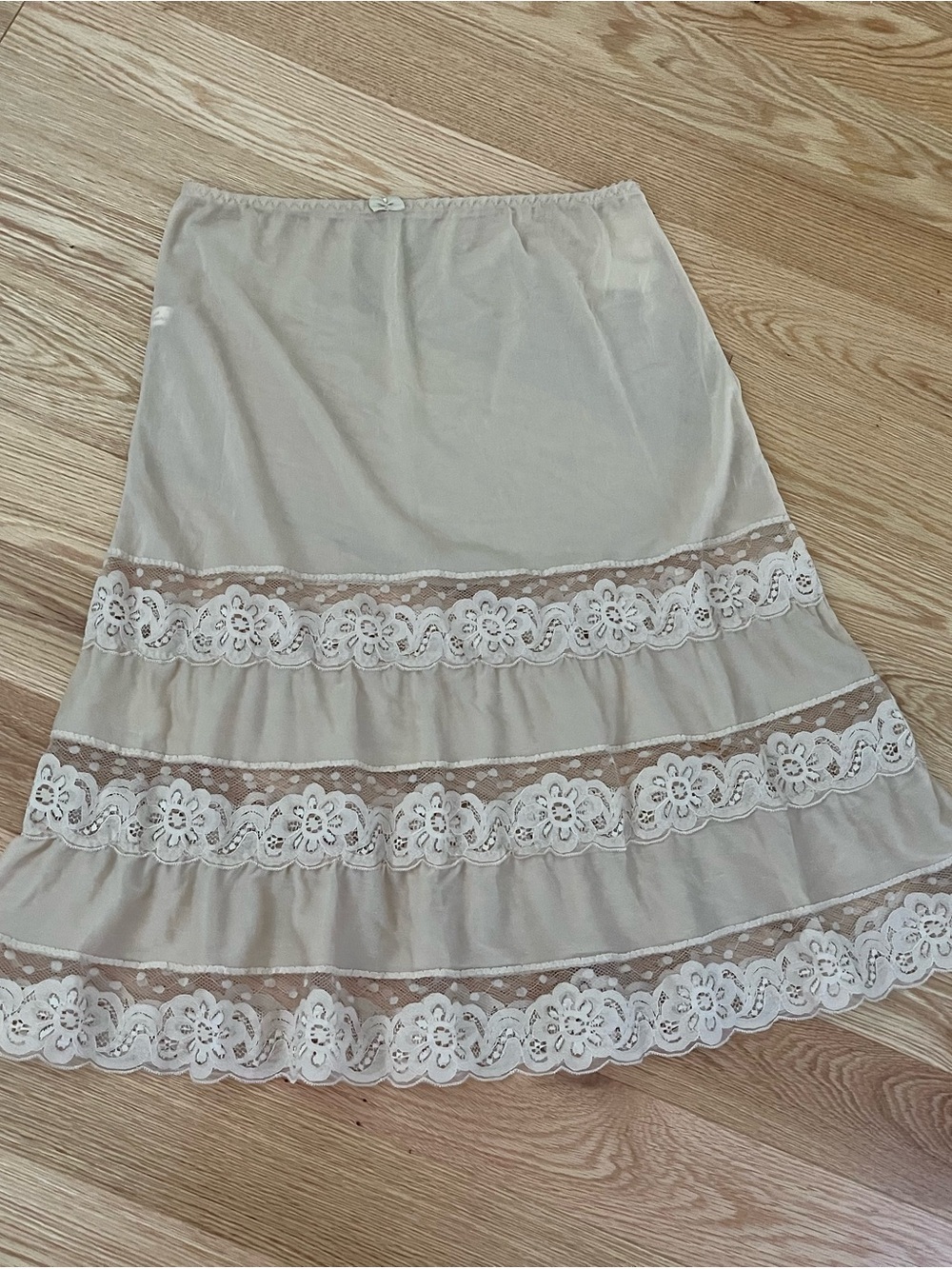 Cream Lace Trim Half Slip Skirt